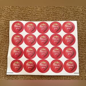 New Set Of 20 Thank You Stickers. 2 Inch